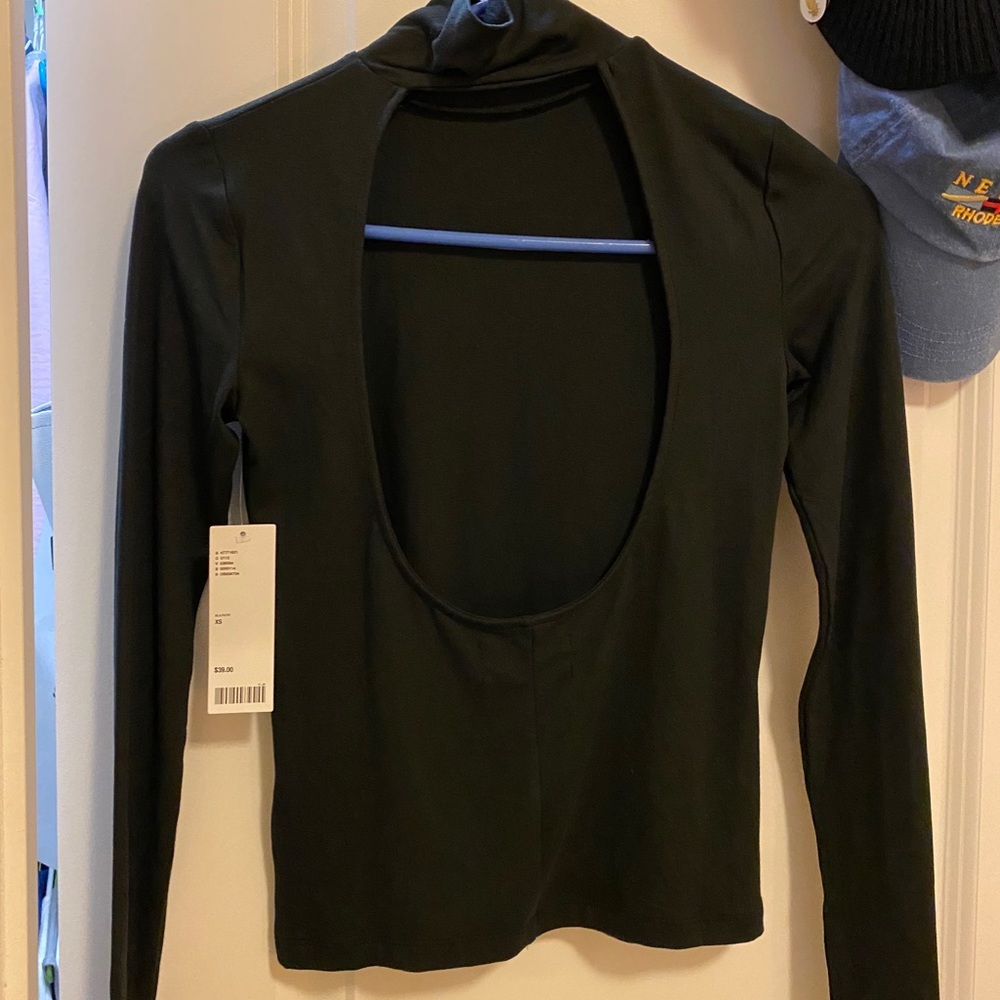Open back black sweater top